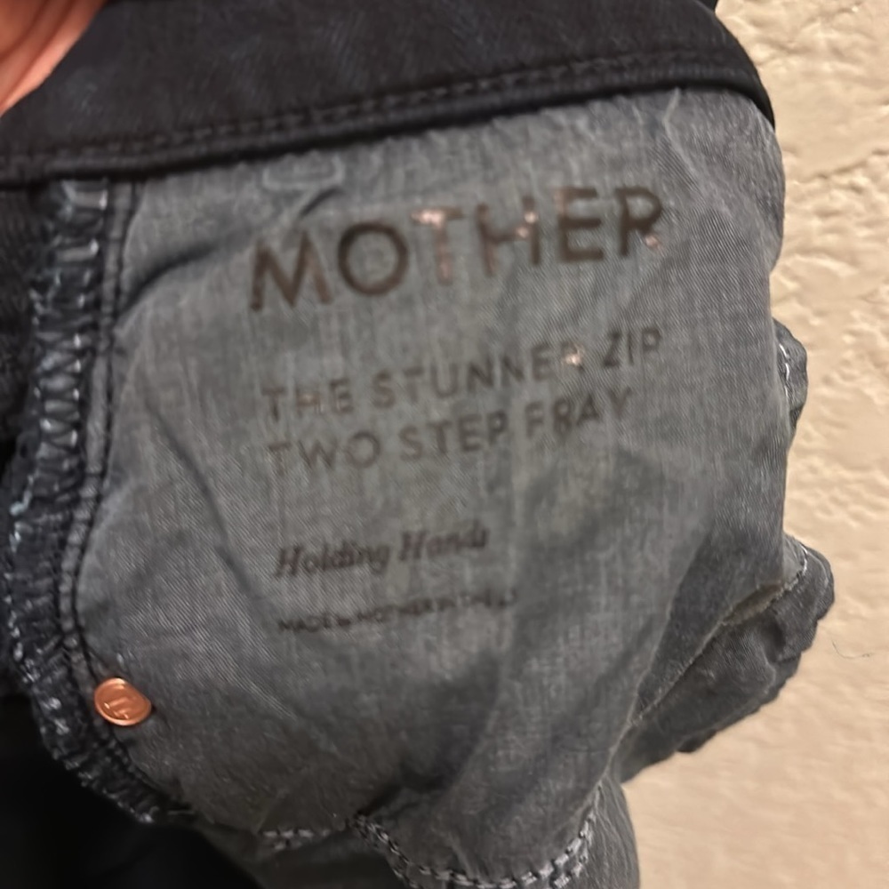 Mother Jeans Stunner Zip Ankle Step Fray High Rise Dark Blk Blue Casual NWT - Picture 13 of 14